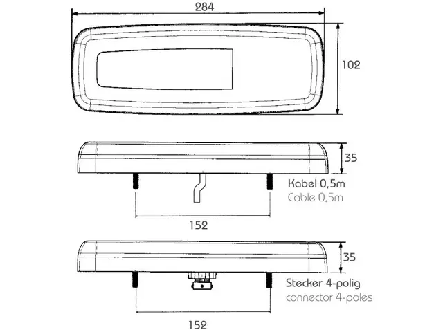 LED Rear Combination Lamp PRO-ROAD LG 12 cable 0,5m, ADR-appr., tail light in lig 