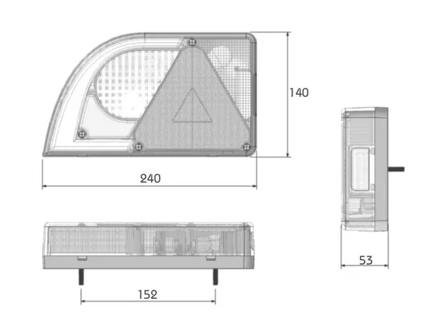LED Hybrid Rear Lamp PRO-MINI-CURVE left with integrated triangle reflex ref 