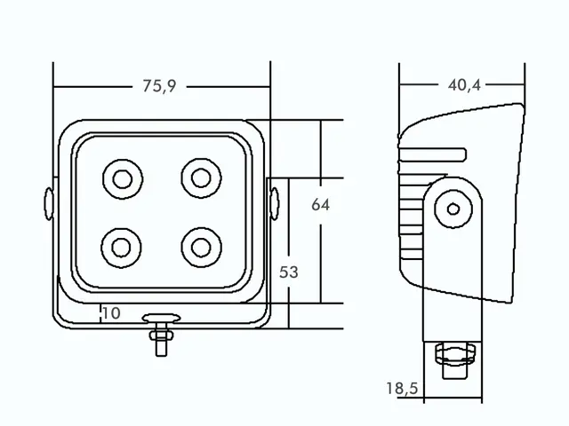 LED Reversing-/work lamp PRO-FIELD 9-32Volt, 12W, 800lm, cable 0,45m, ECE a 
