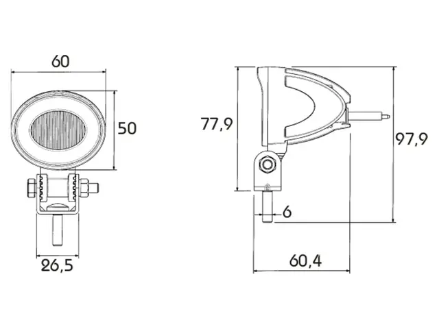 Arbeidslys LED PRO-MINI-ROCK 1000 lumen cable 0,5m, 12-36V 