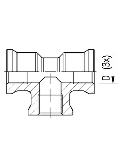 T-Stykke M22-M22-M22 Raufoss