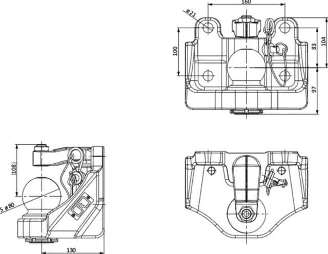 Kulekobling 80mm Rockinger 