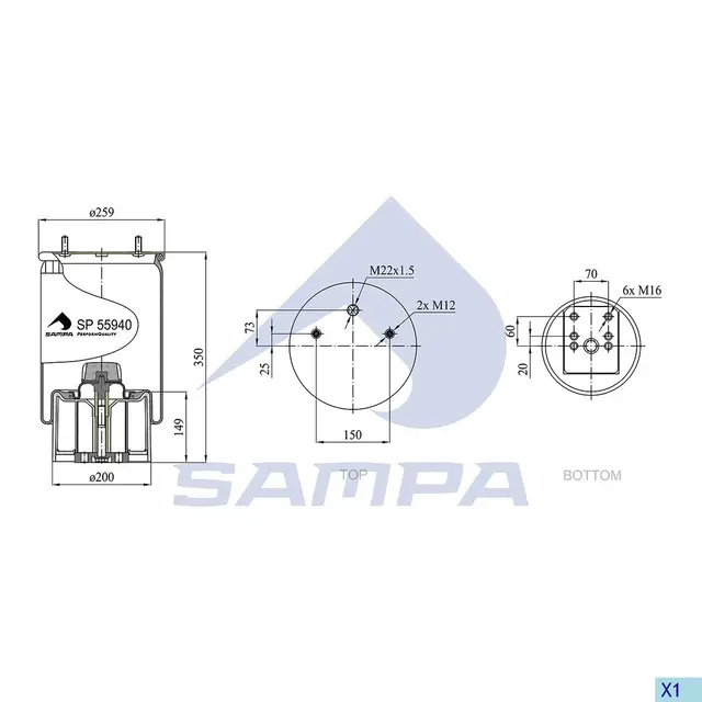 Luftbelg 30K 940mb BPW Komplett Sampa 