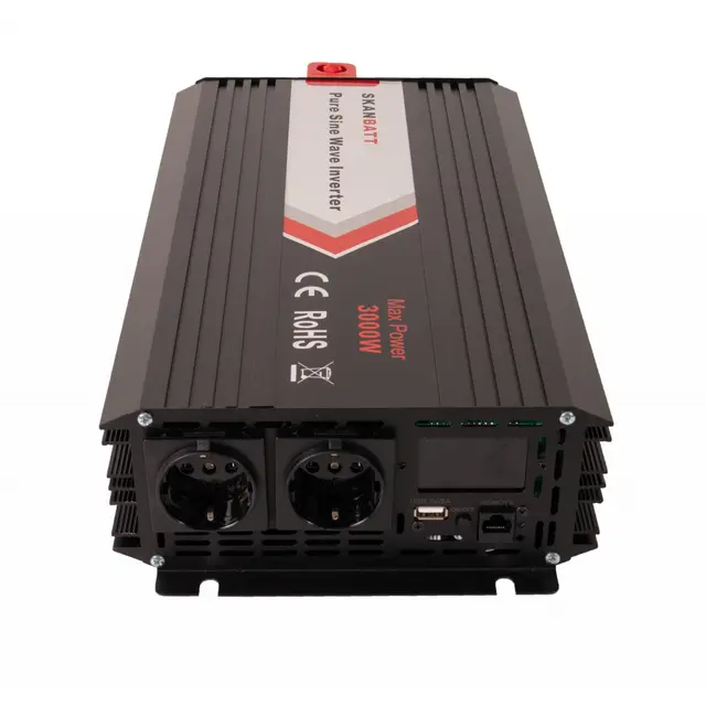 Inverter 24V 3000W (6000W) Ren Sinus Med trådløs fjernkontroll 