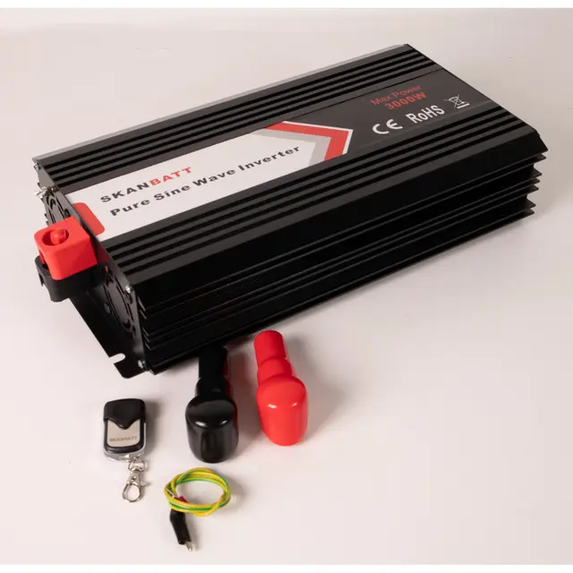 Inverter 24V 3000W (6000W) Ren Sinus Med trådløs fjernkontroll 