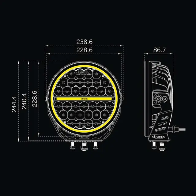 SIBERIA XP DRIVING LIGHT 9" YELLOW / WHI Strands 
