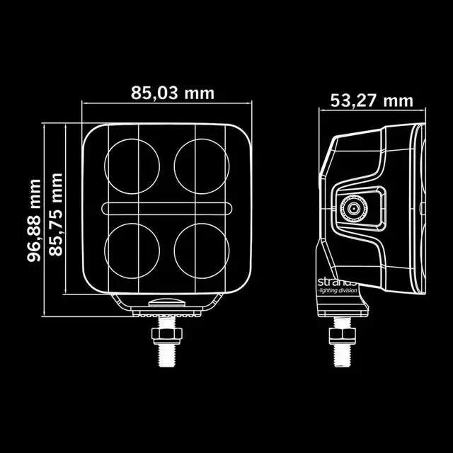NUUK D-LINE QBA DRIVING LIGHT 3", Square Ikke E-merket 