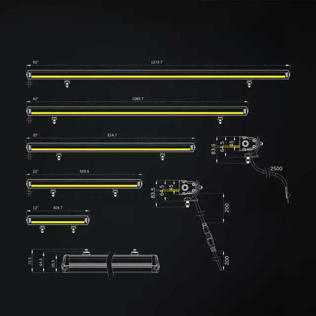 SIBERIA XP SR LED BAR 22" YELLOW / WHITE Strands 
