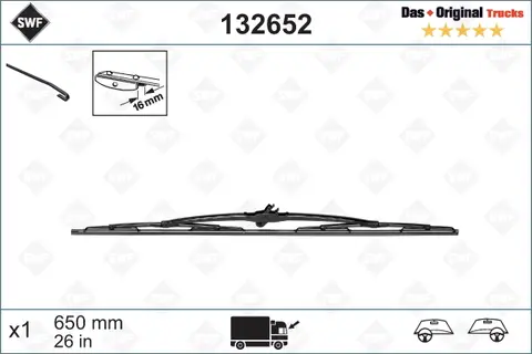 Viskerblad SWF 650mm LHD RHD x1 VALEO