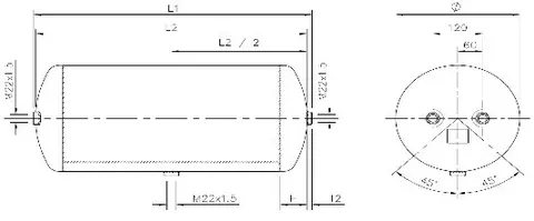 Trykklufttank 80 LT X 396X750 Stål