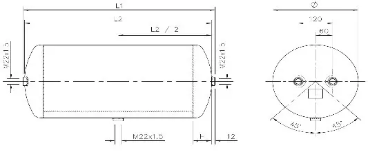 Trykklufttank 80 LT X 396X750 Stål 