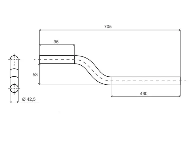 Skjermrør  PK-705 liten bue Ø42,5mm 