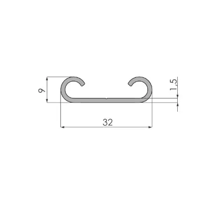 Skinne Side ALU Zepro 32x9X2600 TMT Malinen 