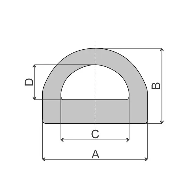 Gummibuffer 80x50x35x18 Pris pr. meter. selges i 5m lengder 