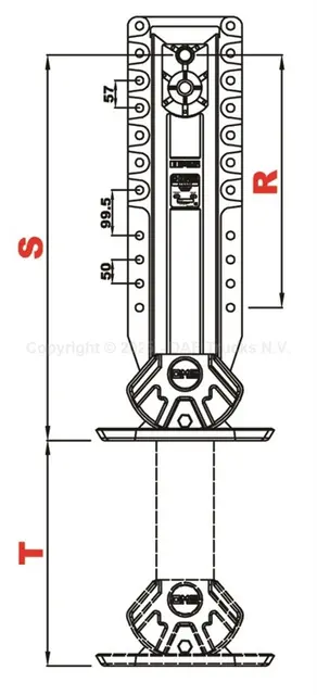 Støtteben 650mm uten gir TRP 