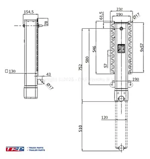Støtteben 850mm uten gir TRP