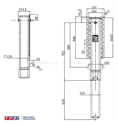 Støtteben 850mm uten gir TRP