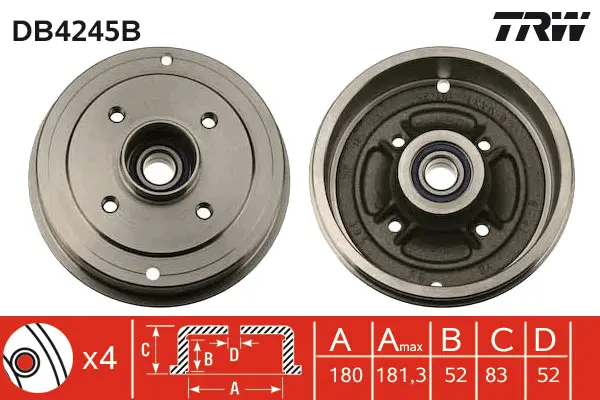 Brake Drum TRW Braking 
