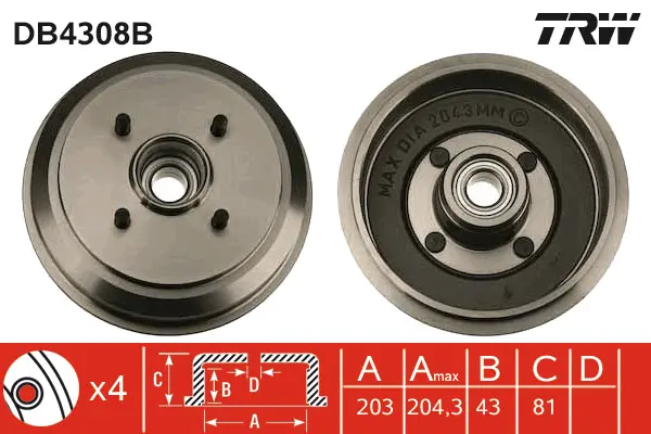 Brake Drum TRW Braking 
