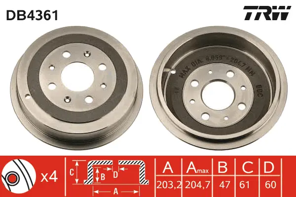 Brake Drum TRW Braking 