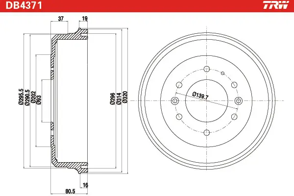 Brake Drum TRW Braking 