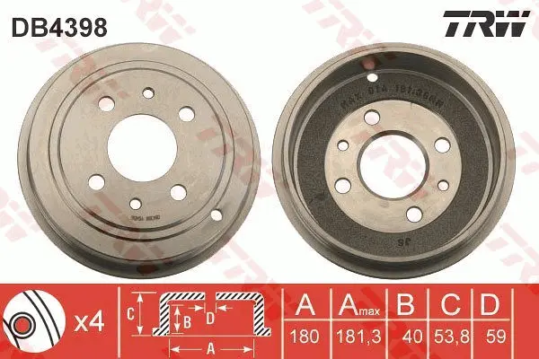 Brake Drum TRW Braking 