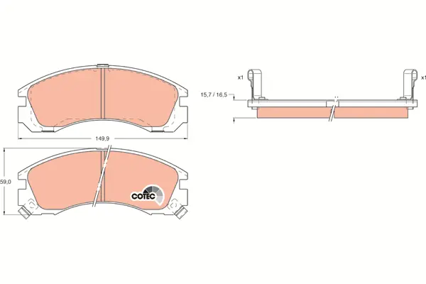 Brake Pad Set, disc brake TRW Braking 