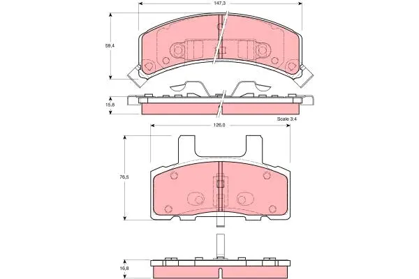 Brake Pad Set, disc brake TRW Braking 
