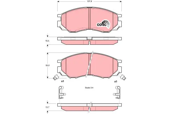 Brake Pad Set, disc brake TRW Braking 