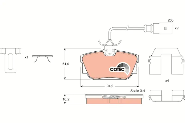 Brake Pad Set, disc brake TRW Braking 