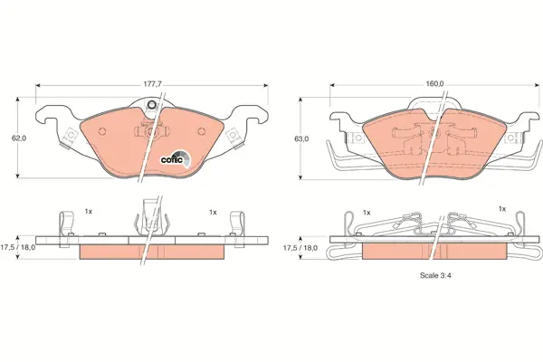 Brake Pad Set, disc brake TRW Braking 