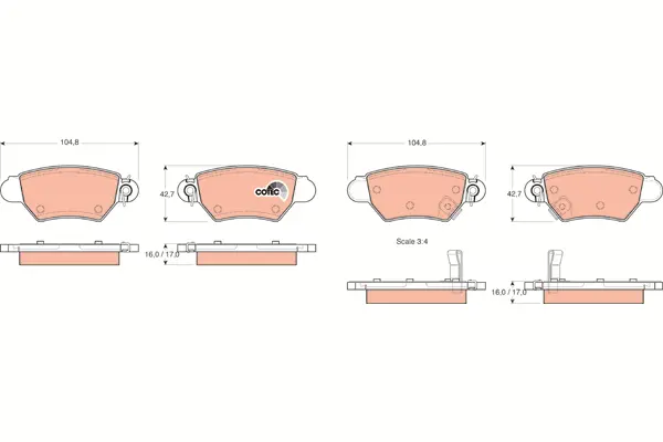 Brake Pad Set, disc brake TRW Braking 