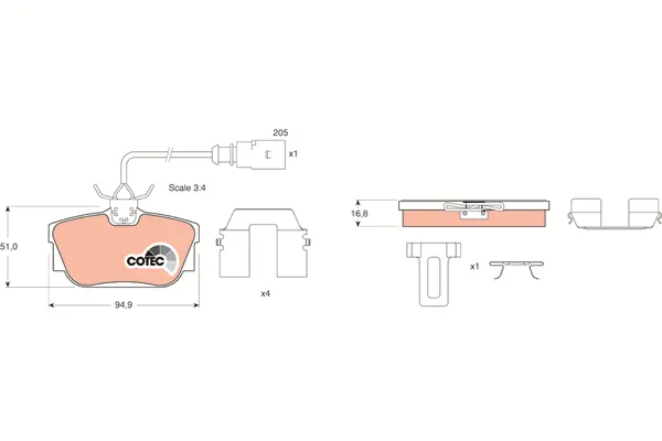 Brake Pad Set, disc brake TRW Braking 