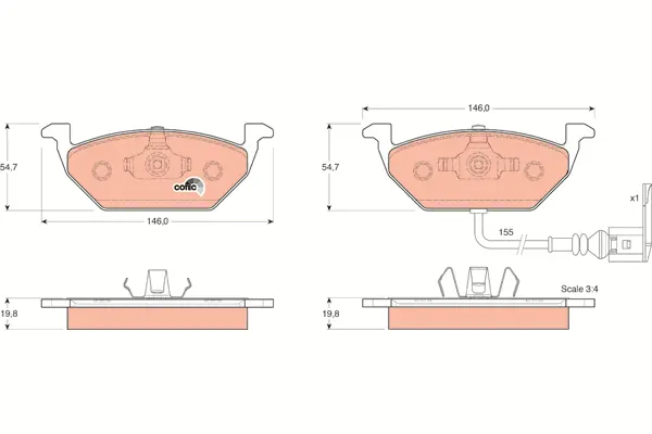 Brake Pad Set, disc brake TRW Braking 