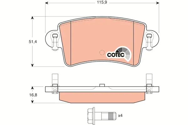 Brake Pad Set, disc brake TRW Braking 