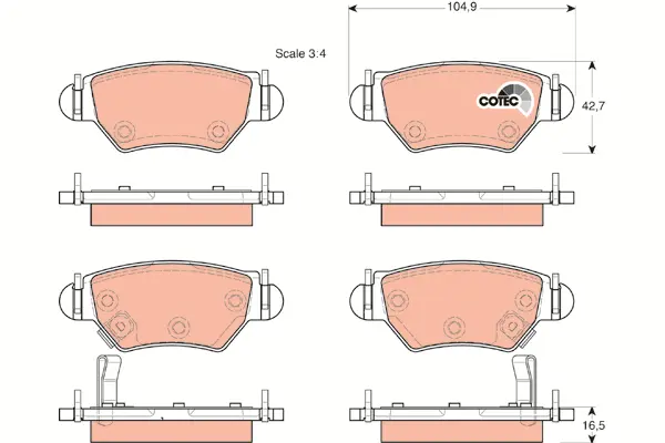 Brake Pad Set, disc brake TRW Braking 