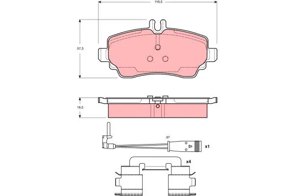 Brake Pad Set, disc brake TRW Braking 