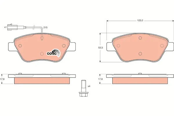Brake Pad Set, disc brake TRW Braking 