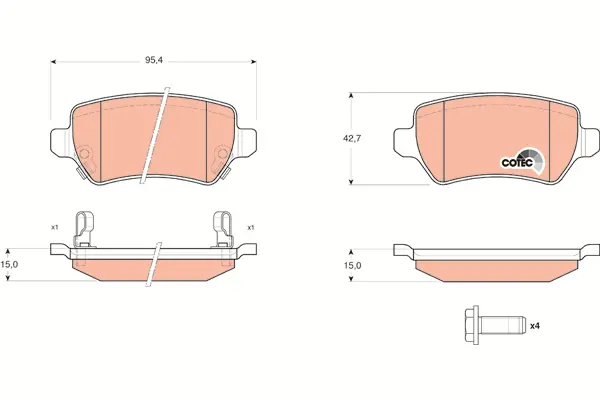 Brake Pad Set, disc brake TRW Braking 