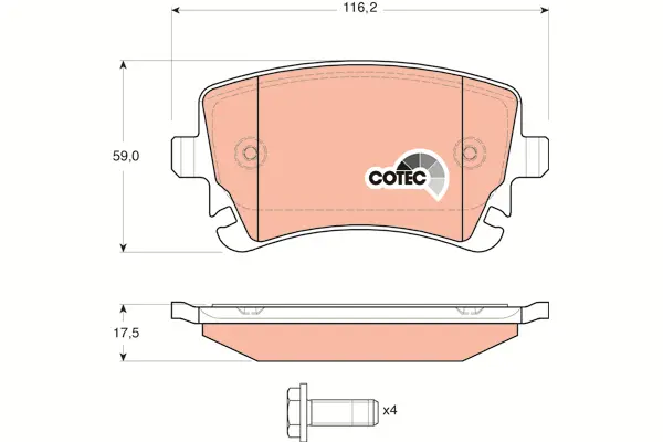Brake Pad Set, disc brake TRW Braking 