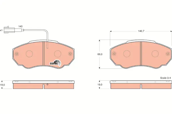 Brake Pad Set, disc brake TRW Braking 