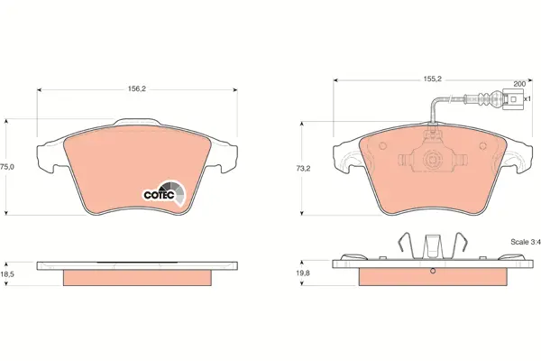 Brake Pad Set, disc brake TRW Braking 