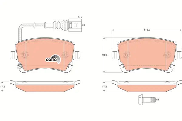 Brake Pad Set, disc brake TRW Braking 