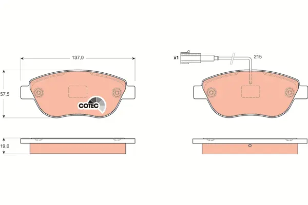 Brake Pad Set, disc brake TRW Braking 