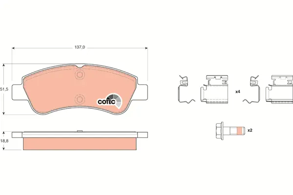 Brake Pad Set, disc brake TRW Braking 