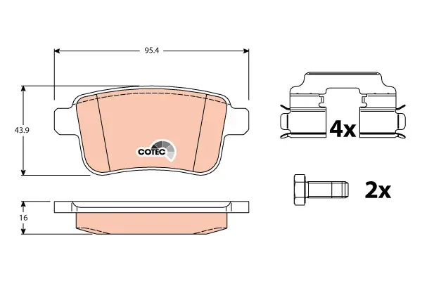 Brake Pad Set, disc brake TRW Braking 