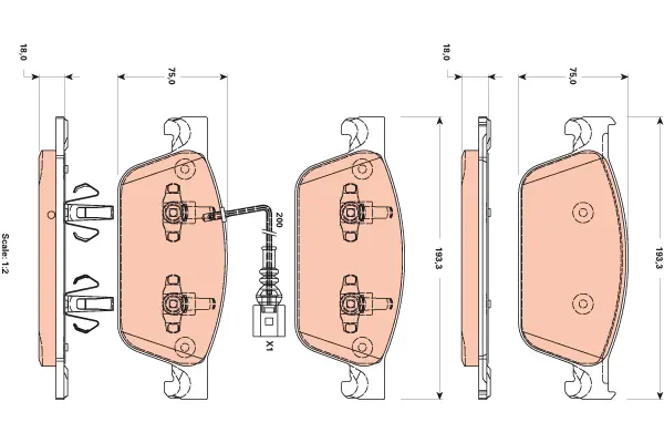 Brake Pad Set, disc brake TRW Braking 