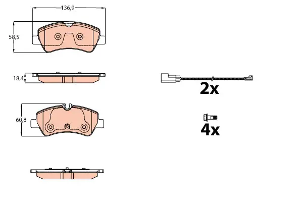 Brake Pad Set, disc brake TRW Braking 