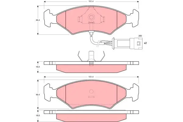 Brake Pad Set, disc brake TRW Braking 