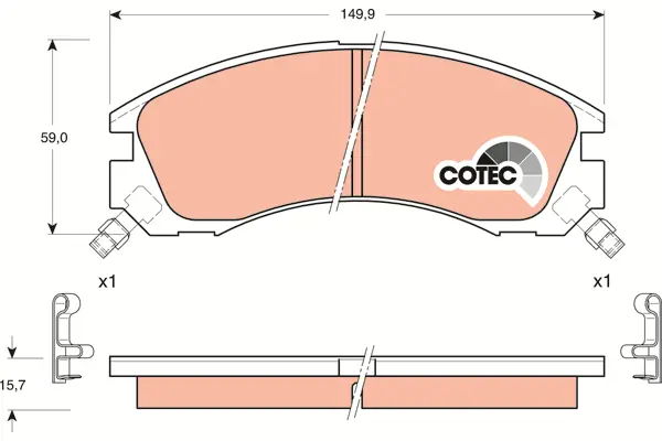 Brake Pad Set, disc brake TRW Braking 